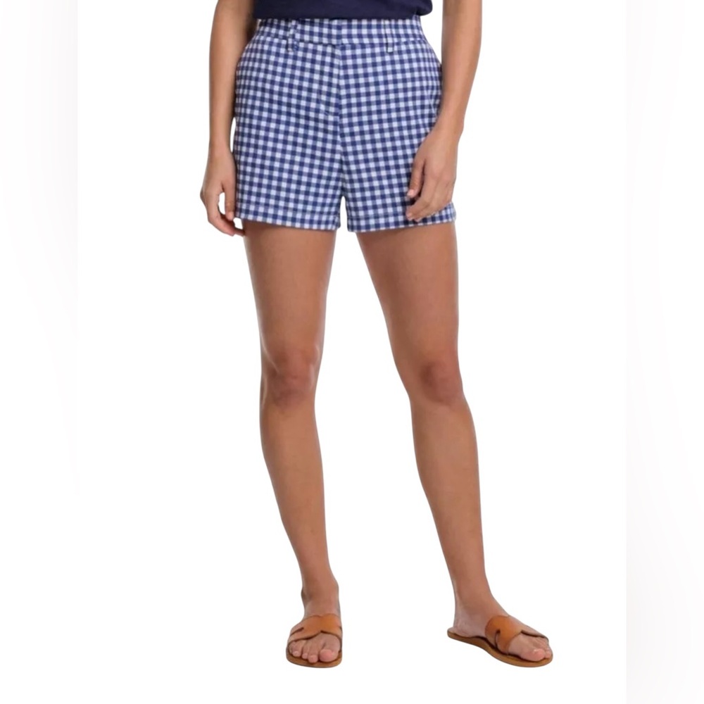 Unique Vintage 3X/20 Gingham Pattern High Rise Shorts in Blue and White. - Picture 7 of 16